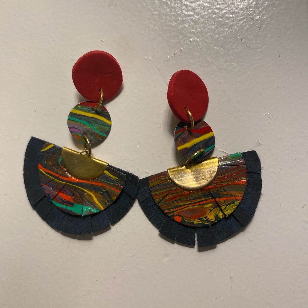 Colorful Statement Earrings with Gold Accents